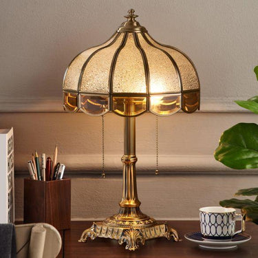 Water Glass Bowl Nightstand Light Traditional Table Lamp in Brass